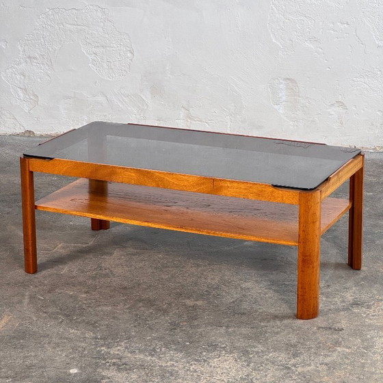 Image 1 of Mid-Century Modern Myers salontafel van teakhout en gerookt glas, 1960