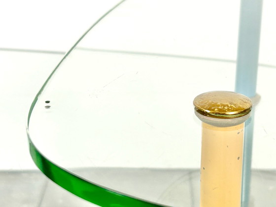 Twee-laags glazen bijzettafel ontworpen door Eduardo Paoli voor Vitrex – Metaal (photo 13 of 13)