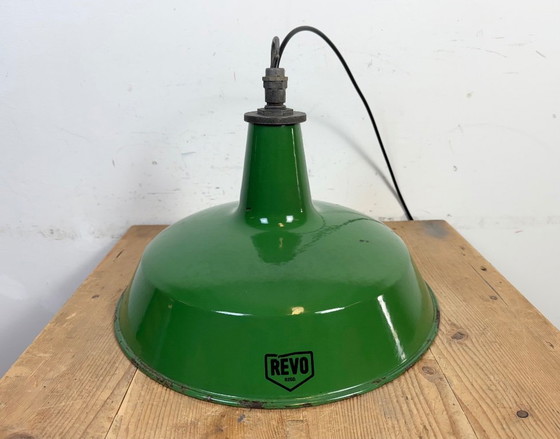 Image 1 of Industrial Green Enamel Factory Pendant Lamp from Revo, 1950s