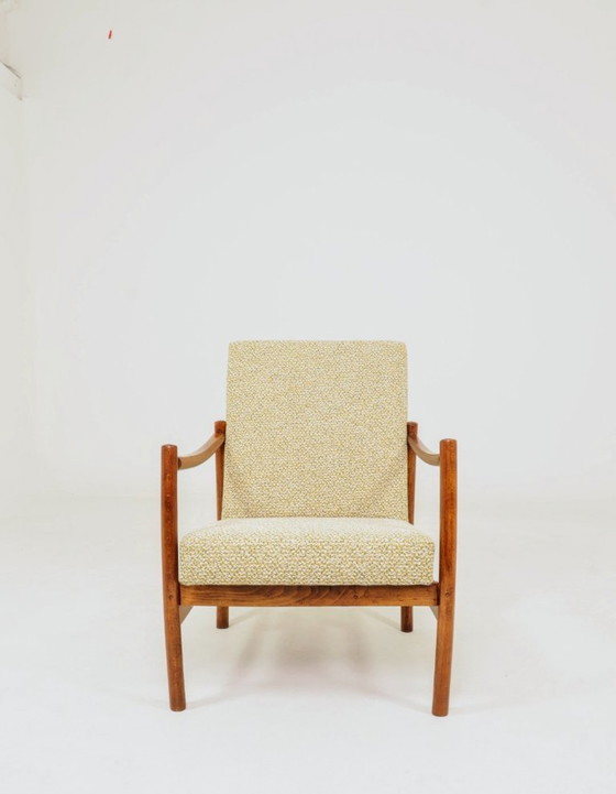Image 1 of Modern longue chair green bouclé bentwood 1970