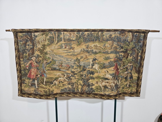 Wandtapijt met jachtmotief in Aubusson-stijl van JP Paris, jaren 70 – Wanddecoratie, Textile, 1970 (photo 2 of 18)