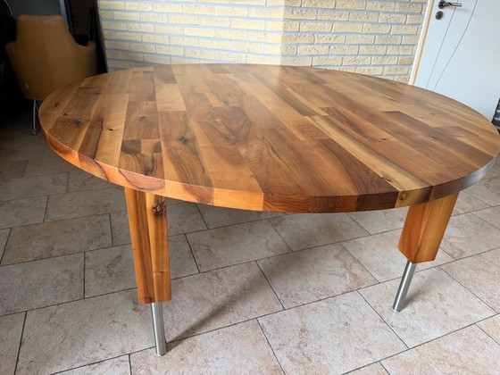 Palou Walnut Dining Table + 4 Leather Chairs – Dining set, Wood (photo 3 of 8)