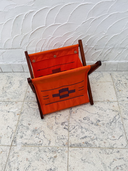 Vintage fabric magazine rack