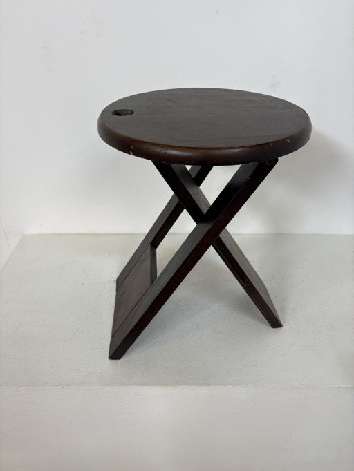 Old Adrian Brown Reed Folding Stool