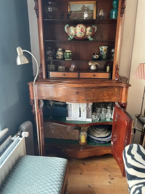 Precioso armario antiguo Bonheur de 1860-1870 con puerta de espejo. – Wood (photo 3 of 5)