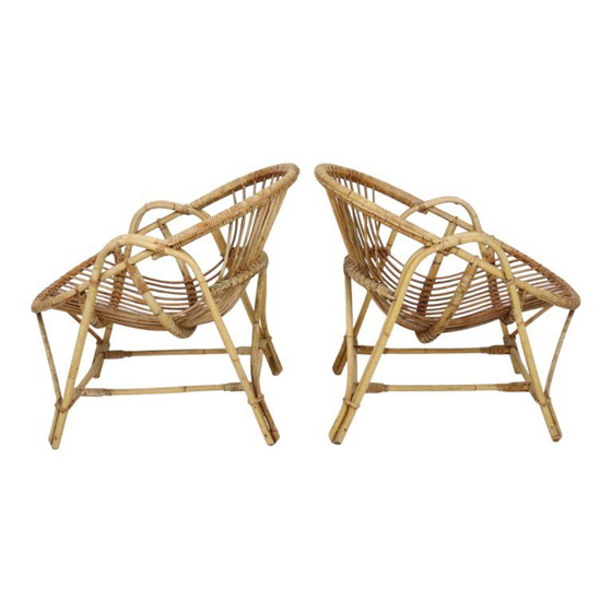 Image 1 of Set vintage di poltrone lounge in rattan stile boho