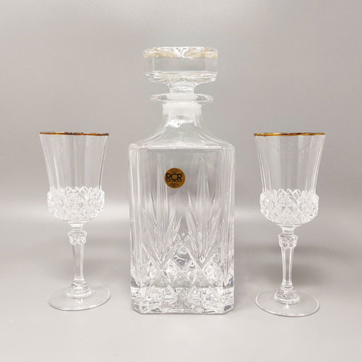 2 verres en cristal vintage RCR + carafe