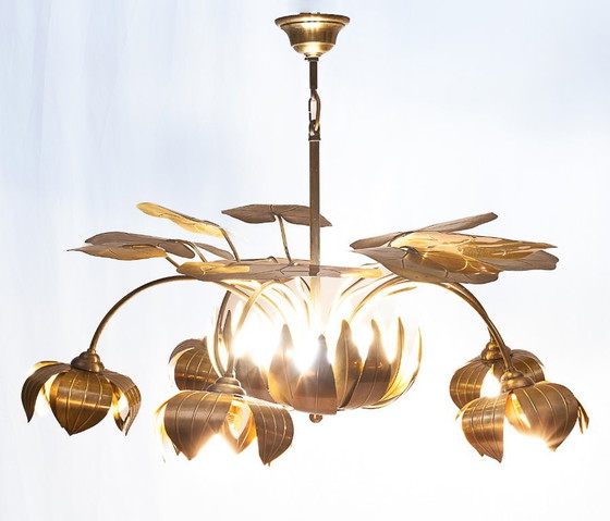 Lustre Nénuphar 10 Feux Maison Jansen – Brass (photo 3 of 11)
