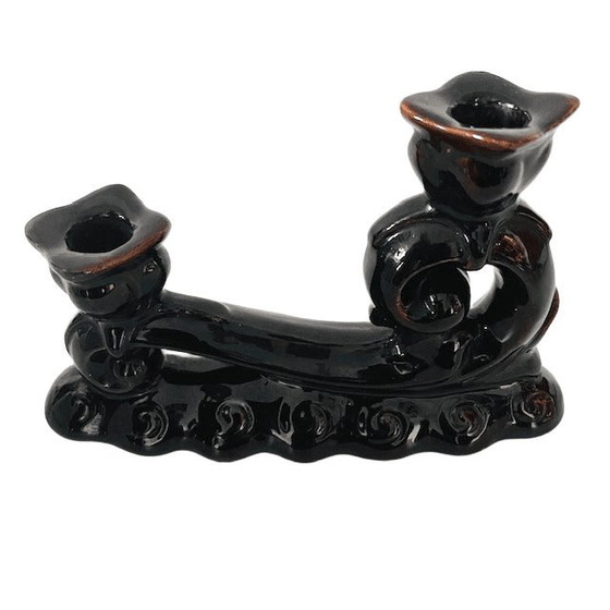 Image 1 of Candeliere vintage in ceramica color cioccolato, anni '50