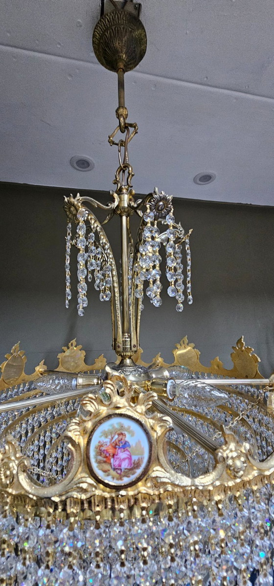 Image 1 of Kroonluchter met geslepen kristallen