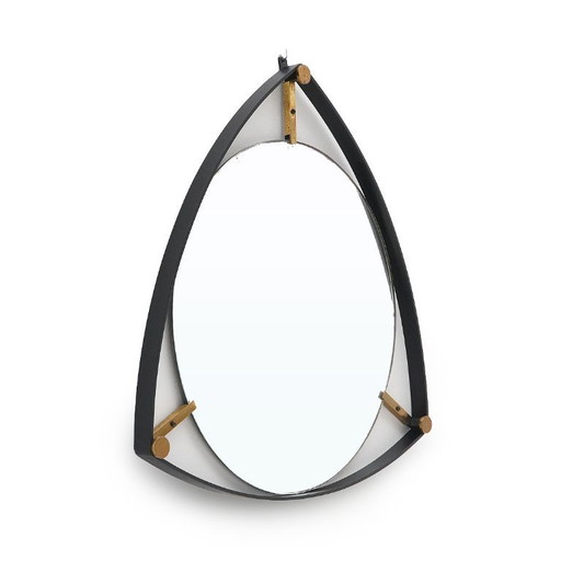 Mirror with metal and brass frame, 1950s