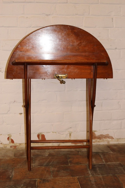 Ancienne table pliante anglaise – bijzettafels, Wood, Brass