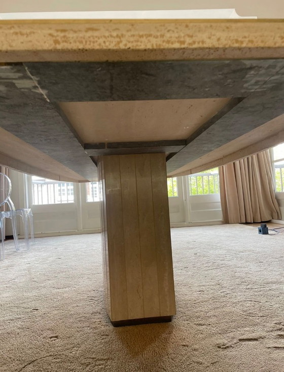 Image 1 of Willy Rizzo per Jean Charles Tavolo da pranzo in travertino