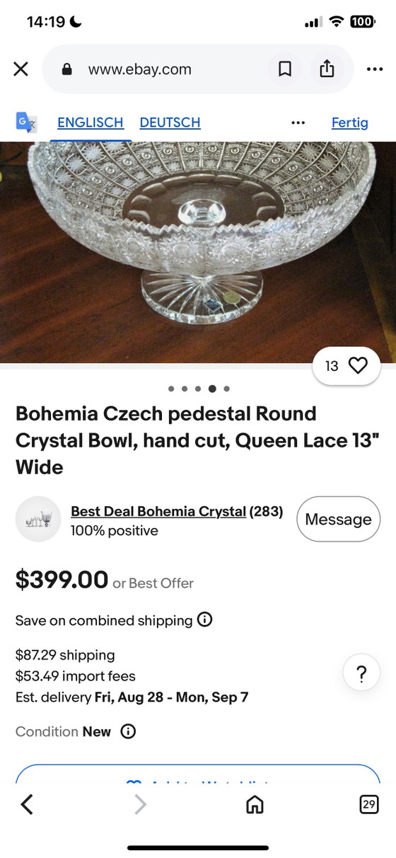 Boheemse loodkristallen schaal op voet, handgeslepen kristallen schaal (24% PbO) PK 500 – Schalen, Glass (photo 7 of 10)