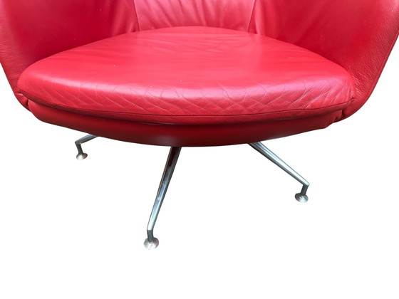 Image 1 of Sgabello vintage in rode Topform jaren 70-80 | leren draai fauteuil della metà del secolo