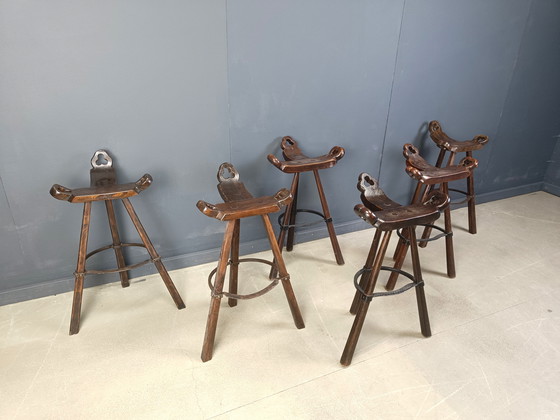 Image 1 of Mid century brutalist bar stools - set of 6, 1960s
