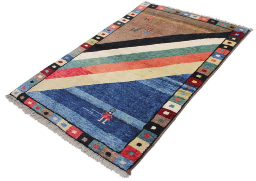 Original Persian carpet Gabbeh Ghashghai oriental carpet 162 cm x 114 cm old natural