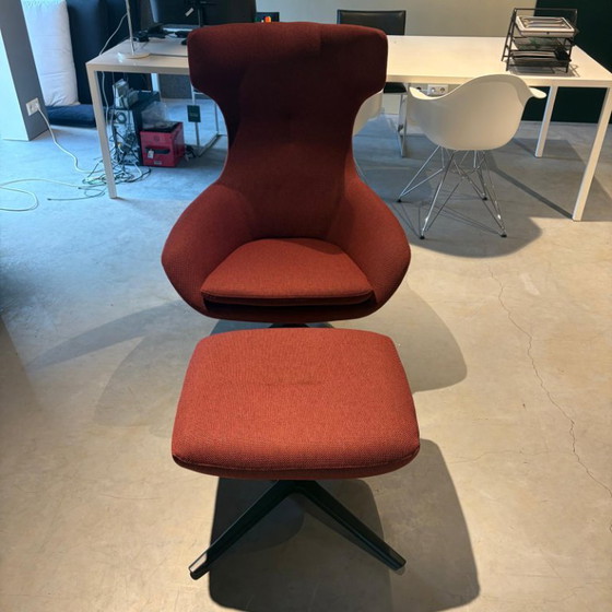 Poltrona Leolux Caruzzo Primo Plus con pouf Fine, Poltrone, Metallo, Tessile, Nero (foto 4 di 5)