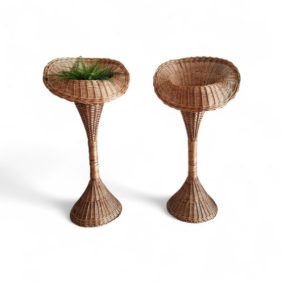 Image 1 of Vintage wicker 1960s plant stand, 103 cm high