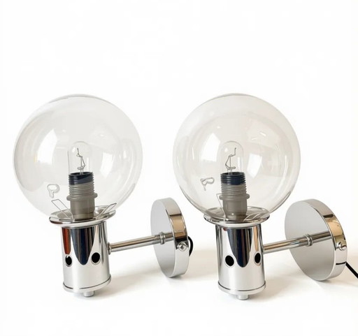 Par de apliques de pared cromados, década de 1970.