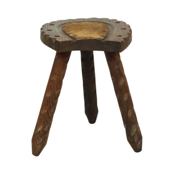 Image 1 of Spanischer Milchhocker, Brutalistischer Dreibeinhocker