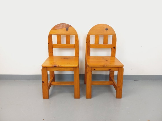 Image 1 of Pair of vintage pine chairs from the 70s/80s