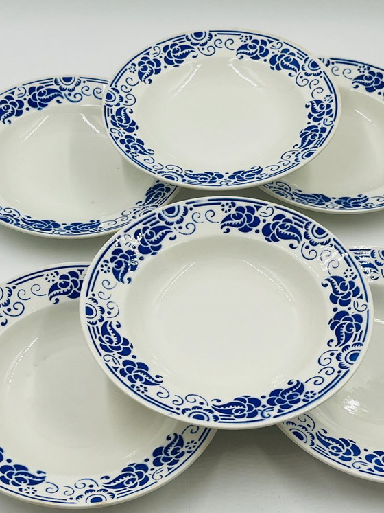 Set van 6 Boch soepborden in kasjmierblauw. – Boch La Louvière, Servies, Ceramic (photo 8 of 10)