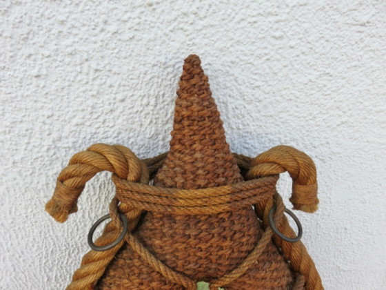 Audoux Minet, Miroir en corde tressée et cuir, XXL, France, vers 1960 – AUDOUX  MINET, Textile (photo 4 of 12)
