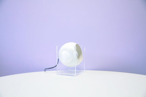 metal sphere in cube table lamp