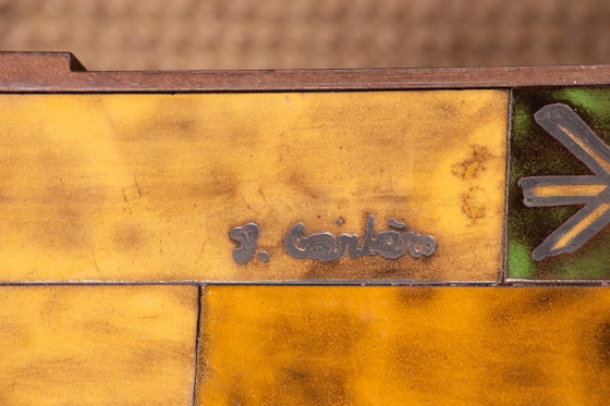 Image 1 of Coffee table in glazed ceramic and steel base by Jean Garbero Vallauris 1950.