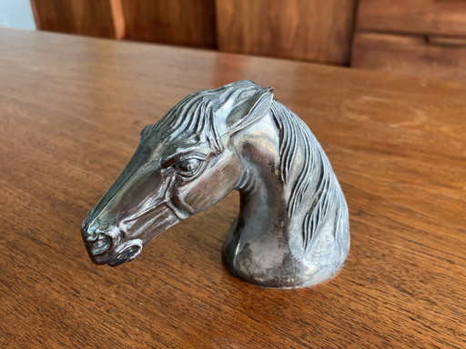 zilverkleurige flessenopener paardenhoofd "HORSE" PARIS