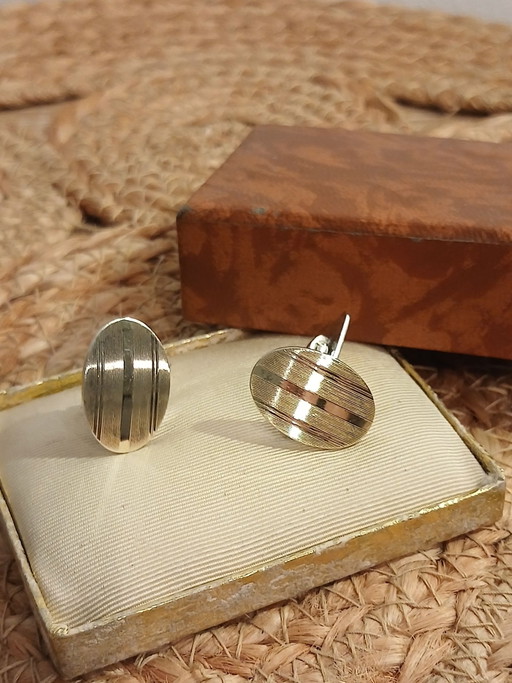 Pre-war Cufflinks Silver 835 Rigid Double-Sided Stem