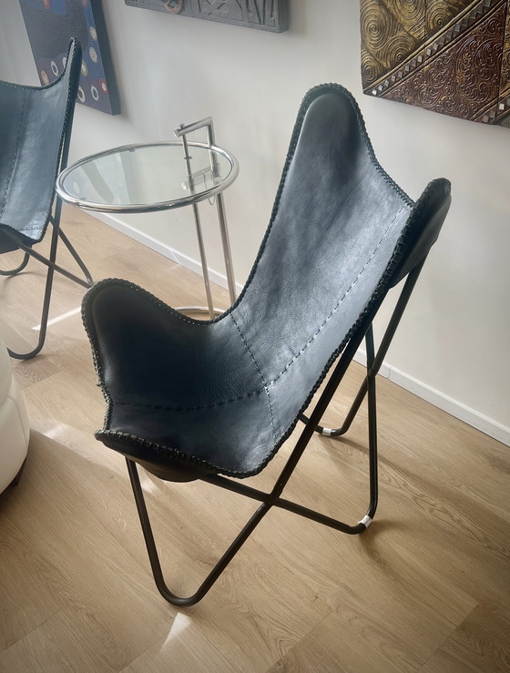 Image 1 of Sedia a farfalla in pelle nera