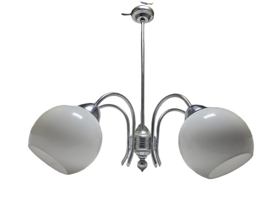 Art Deco Style Chandelier, Poland, 1960s – Glass, Metal (photo 5 of 8)