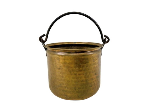 Vintage Brass Bucket / Coal Scuttle / Planter – Hammered Finish