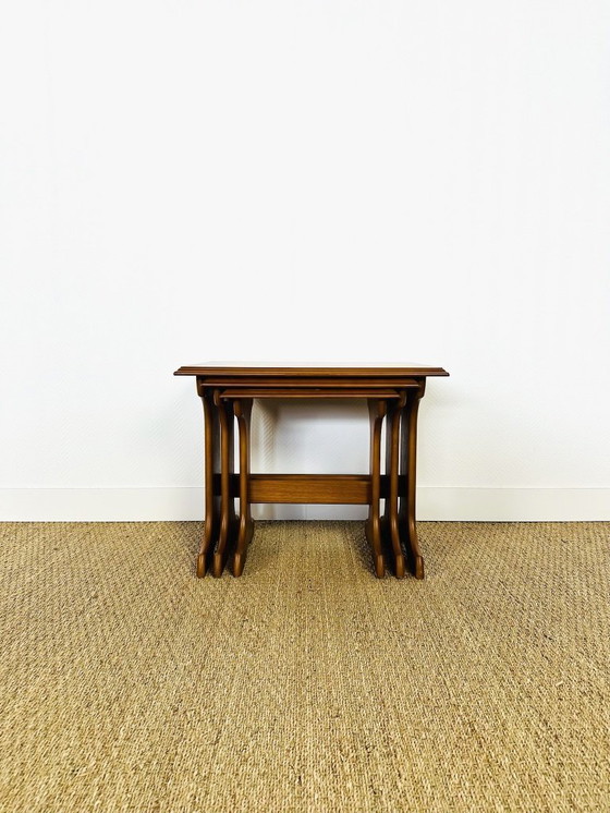 Image 1 of Set van 3 Scandinavische in elkaar passende salontafels van teakhout, 1960