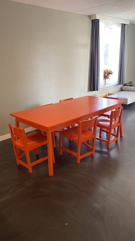 AVL Shaker Set da pranzo – Arancione – Tavolo con 6 sedie – AVL - Atelier van Lieshout, Legno (photo 4 of 5)