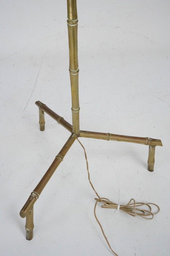 Image 1 of Mid-Century Italian Solid Brass Faux Bamboo Floor Lamp, 1960s