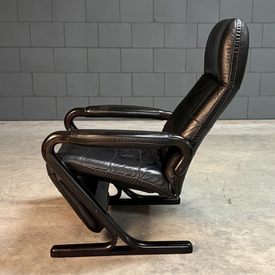 Image 1 of Vintage Danish Recliner - Black Leather - 1990s