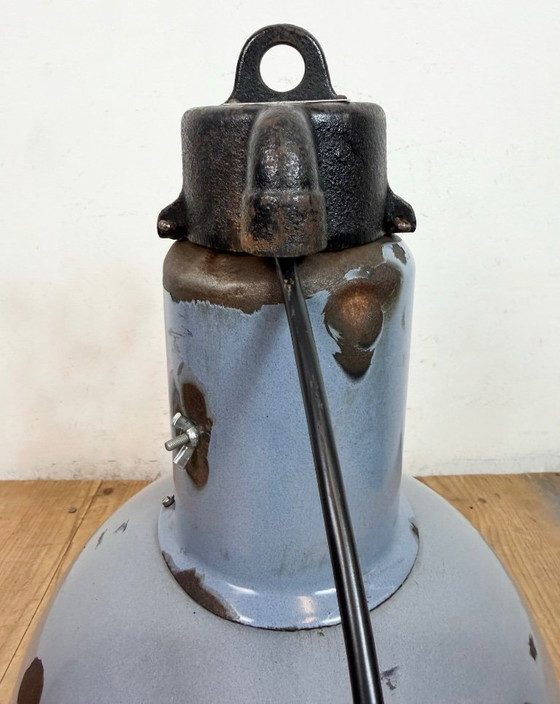 Image 1 of Industrial Grey Enamel Bauhaus Pendant Lamp, 1930s