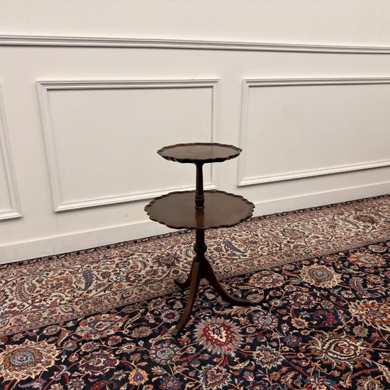 antieke Engelse tweelaags desserttafel, Salontafels, Hout, Bruin, Chesterfield (foto 6 van 6)