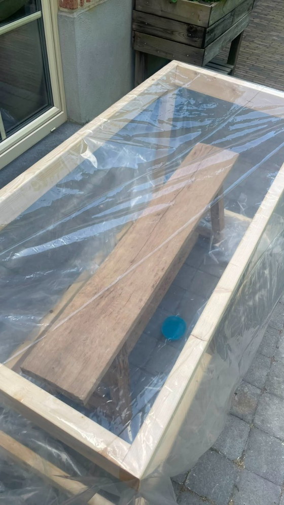 Handgefertigte Bank aus massiver Eiche – Beistelltische, Wood (photo 8 of 8)