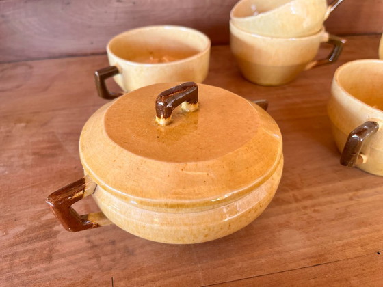 Image 1 of Service à café ocre signé G. Platon Vallauris