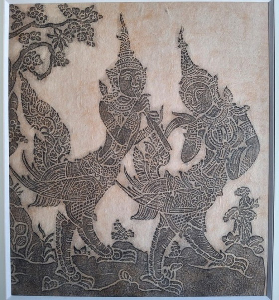 Image 1 of Coppia di stampe tailandesi su carta di riso