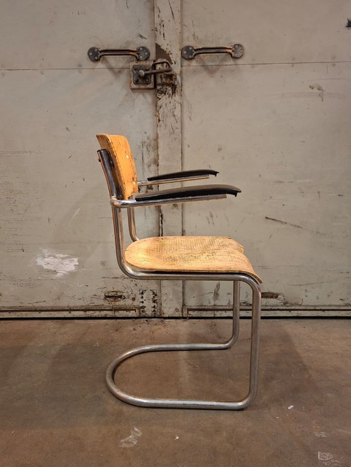 Vintage De Wit buisframestoel model 1012 jaren 50
