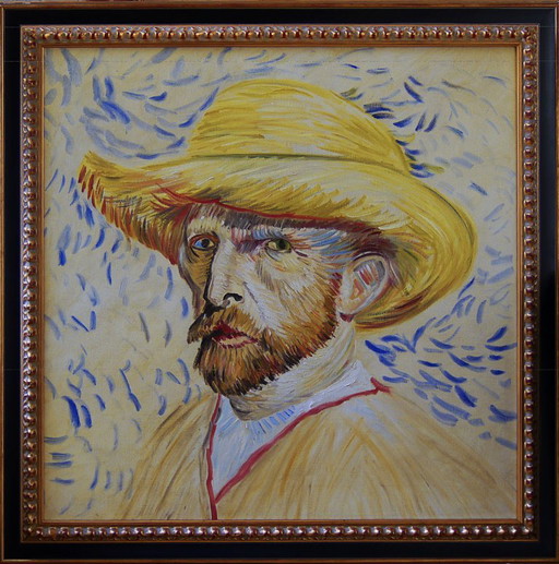 Exclusive Masterpainting: Portrait of Vincent Van Gogh with Straw Hat. – schilderijen tekeningen, Canvas (photo 2 of 5)