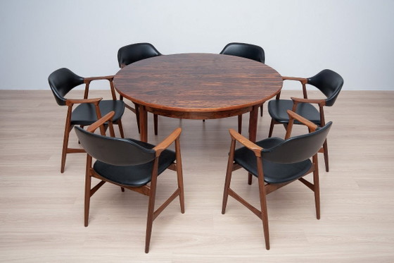 Eetkamerset uit het midden van de jaren 60, 6 Carlton fauteuils van Låte Møbelfabrikk en uitschuifbare tafel (photo 2 of 24)