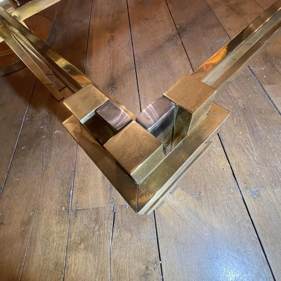 Tavolino vintage in vetro fumé, ottone e metallo cromato, anni '70 – Libri d'arte, Brass, Design (photo 10 of 17)