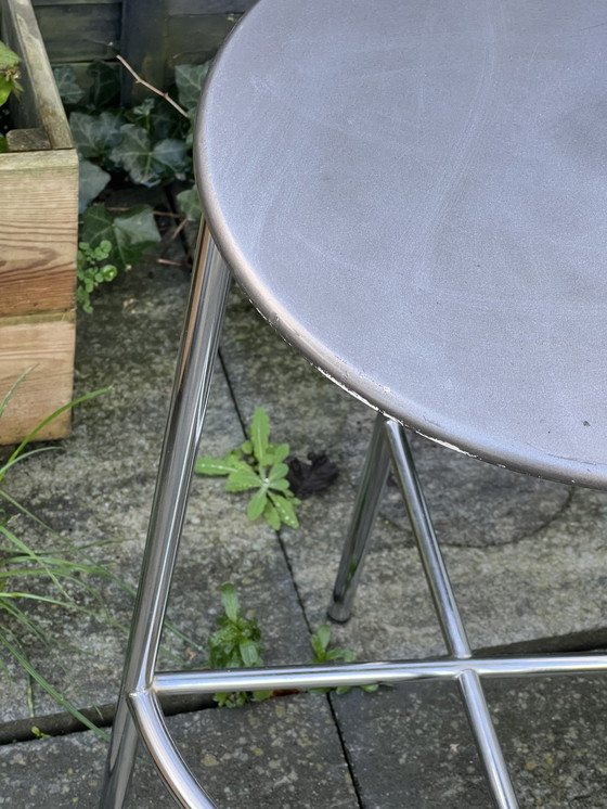 Image 1 of Set Of 2 Vintage Postmodern Chrome Bar Stools