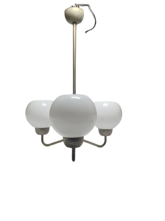 Lampadario in stile postmoderno, Polonia, anni '70 – Glass, Metal (photo 11 of 12)